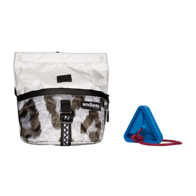 Magnetic Brush Bucket in Snow Leopard with a Blue Triad Warm Up Block