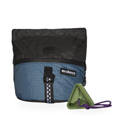 Magnetic Brush Bucket in Blue Smoke with a Green Triad Warm Up Block