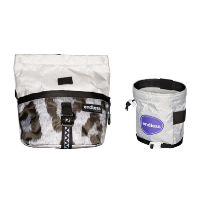 Magnetic Brush Bucket in Snow Leopard with a Purple Sportsman's Purse