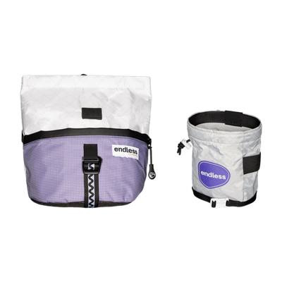 Magnetic Brush Bucket in White Stoneflower with a Purple Sportsman's Purse