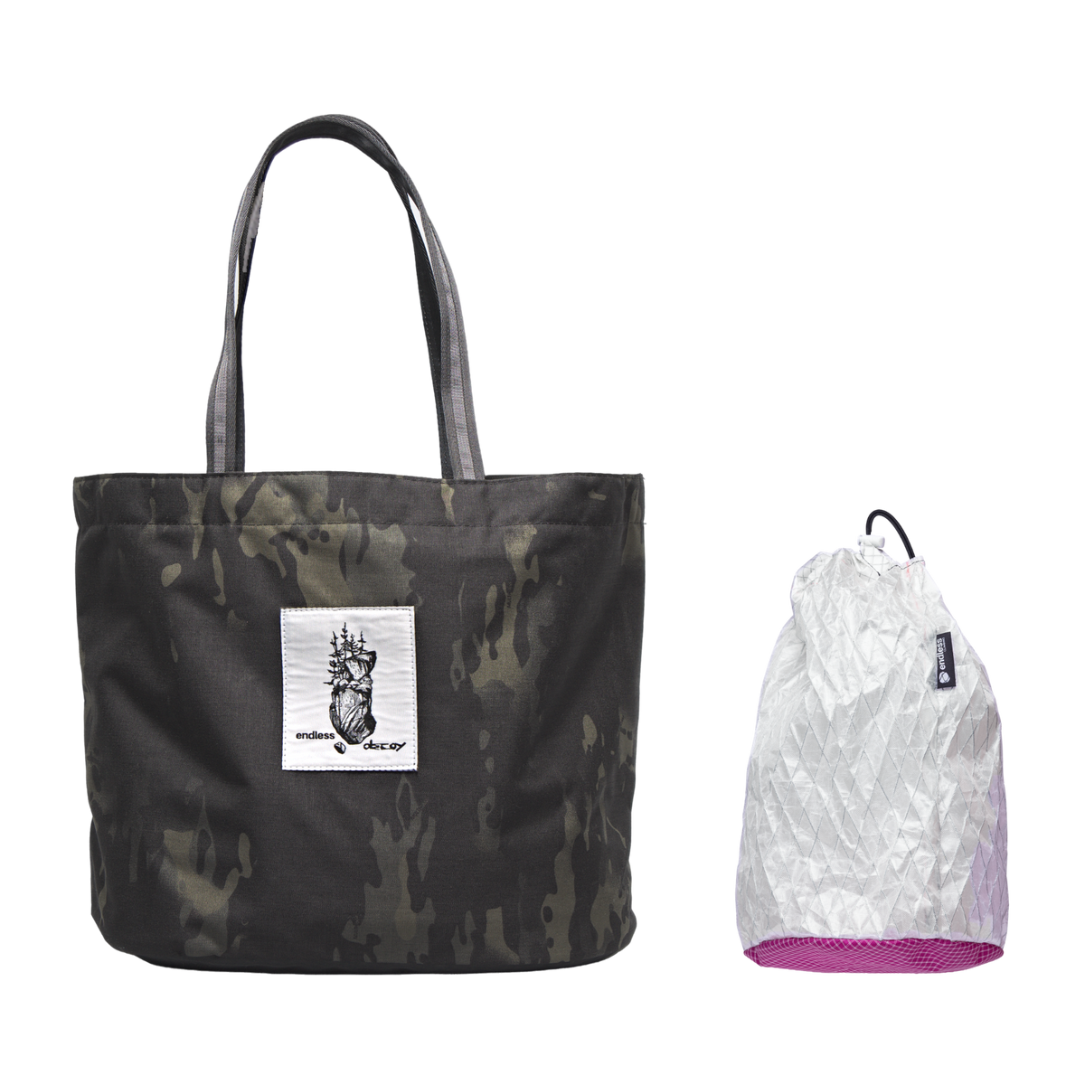 Decoy Tote + Free Stuff Satchel in Black Camo