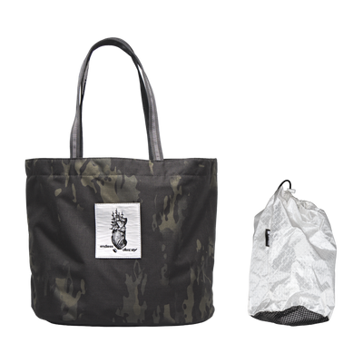 Decoy Tote in Black Camo with a Black Stuff Satchel