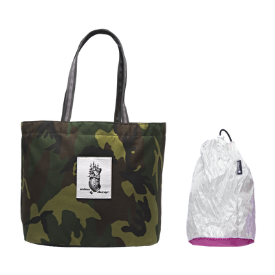 Decoy Tote in Camo with a Berry Stuff Satchel