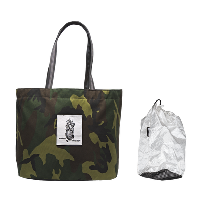 Decoy Tote in Camo with a Black Stuff Satchel