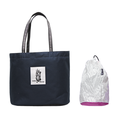 Decoy Tote in Navy with a Berry Stuff Satchel
