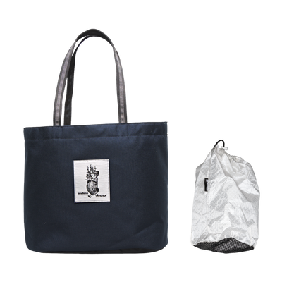 Decoy Tote in Navy with a Black Stuff Satchel