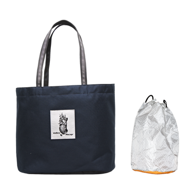 Decoy Tote in Navy with a Tangerine Stuff Satchel
