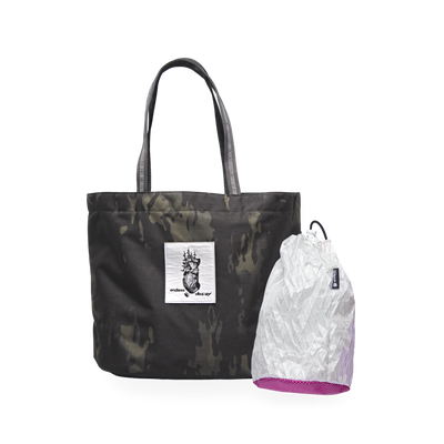 Black Camo Endless Decoy Tote with a Berry Stuff Satchel