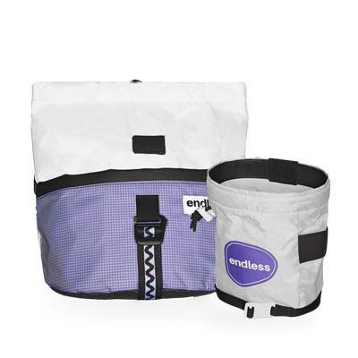 Magnetic Brush Bucket in White Stoneflower with a Purple Sportsman's Purse