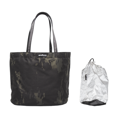 Simple Jack Tote in Black Camo with a Black Stuff Satchel