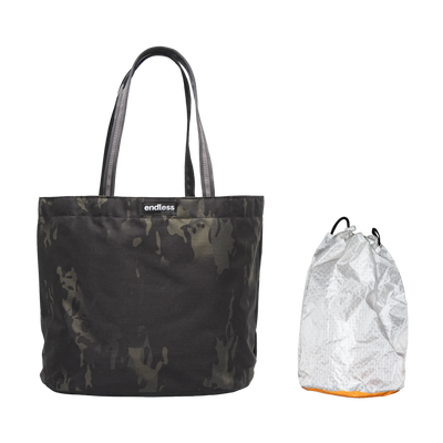Simple Jack Tote in Black Camo with a Tangerine Stuff Satchel