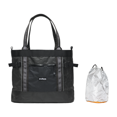 Black UltraMega Tote with a Tangerine Stuff Satchel