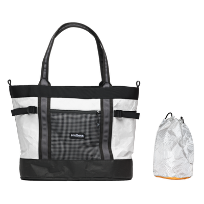 White UltraMega Tote with a Tangerine Stuff Satchel