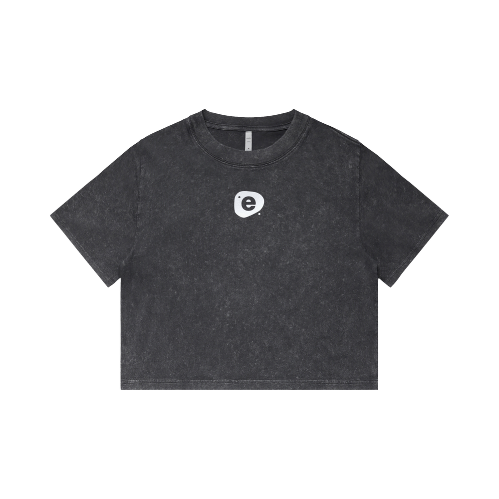 Crop Stone Logo Tee in Black