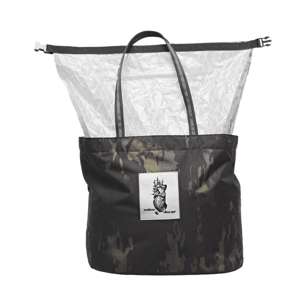 Endless Decoy Tote in Black Camo, open